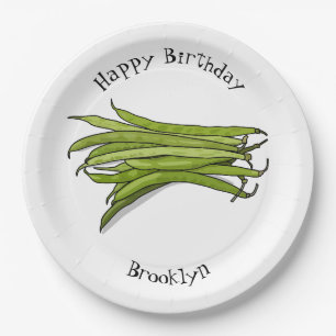 Plato De Papel Ilustracion personalizado de frijol verde