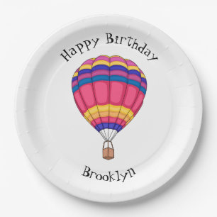 Plato De Papel Ilustracion personalizado de globo aerostático