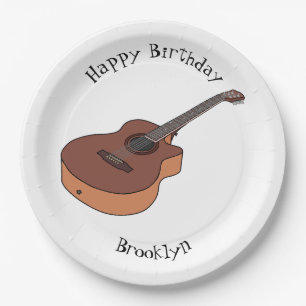 Plato De Papel Ilustracion personalizado de guitarra acústica
