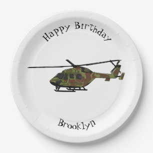 Plato De Papel Ilustracion personalizado de helicópteros del ejér