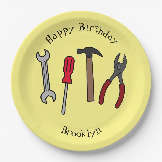 Plato De Papel Ilustracion personalizado de herramientas de carpi (Anverso)