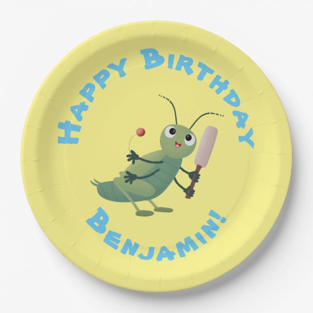 Plato De Papel Ilustracion personalizado de insectos de cricket v (Anverso)