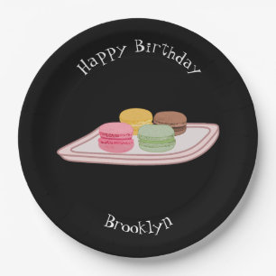 Plato De Papel Ilustracion personalizado de Macaron