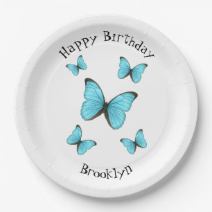 Plato De Papel Ilustracion personalizado de mariposas morfo