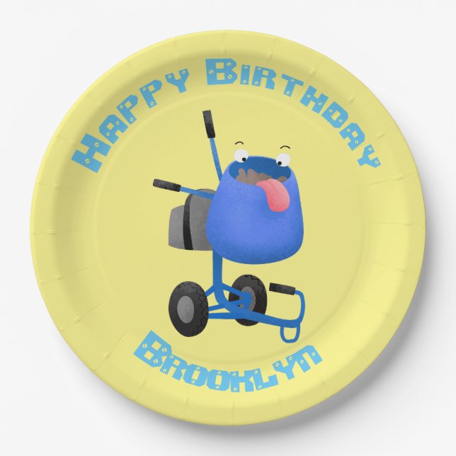 Plato De Papel Ilustracion personalizado de mezclador de cemento  (Anverso)