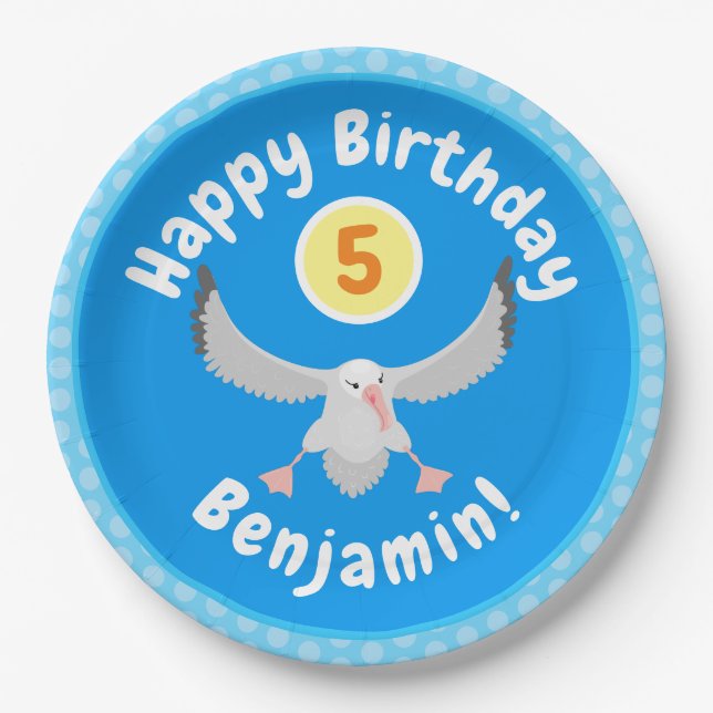 Plato De Papel Ilustracion personalizado de pájaro de albatross (Anverso)