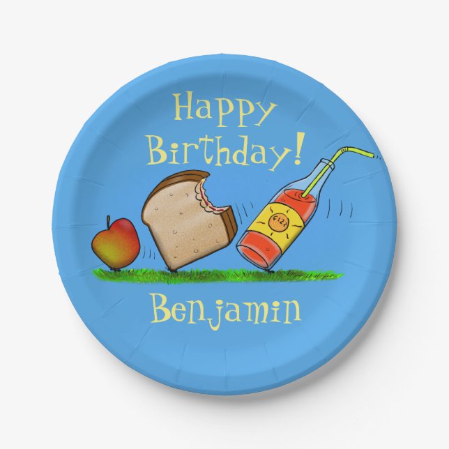 Plato De Papel Ilustracion personalizado de picnic de hormigas di (Anverso)