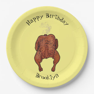 Plato De Papel Ilustracion personalizado de pollo asado