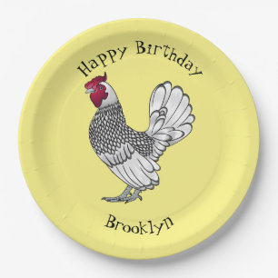 Plato De Papel Ilustracion personalizado de pollo de Sebright