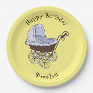 Plato De Papel Ilustracion personalizado de Stroller
