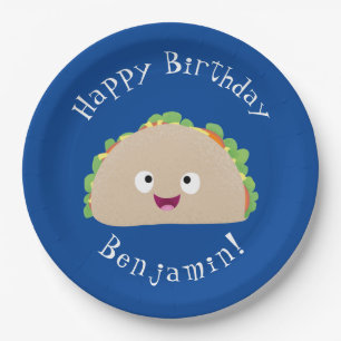 Plato De Papel Ilustracion personalizado de taco alegre sonriente