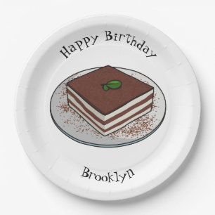 Plato De Papel Ilustracion personalizado de tarta de Tiramisu