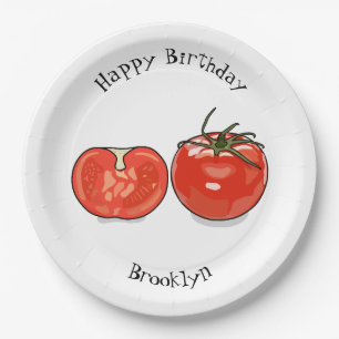Plato De Papel Ilustracion personalizado de tomate