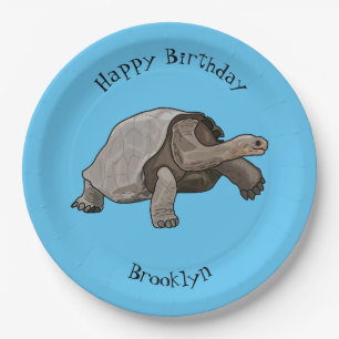 Plato De Papel Ilustracion personalizado de tortugas de Galápagos