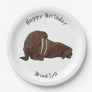 Plato De Papel Ilustracion personalizado de Walrus