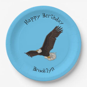 Plato De Papel Ilustracion personalizado del águila calva