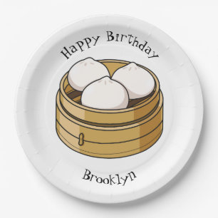 Plato De Papel Ilustracion personalizado Dim sum