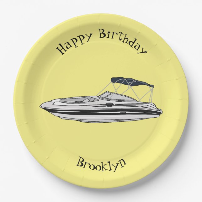 Plato De Papel Ilustracion personalizado en motocicleta (Anverso)