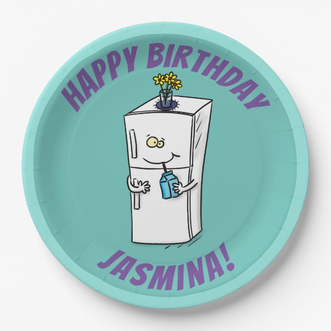 Plato De Papel Ilustracion personalizado frigorífico divertido (Anverso)