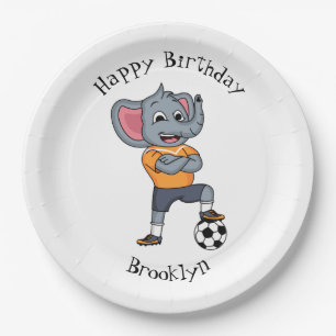 Plato De Papel Ilustracion personalizado futbolista elefante