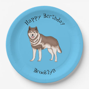 Plato De Papel Ilustracion personalizado husky siberiano