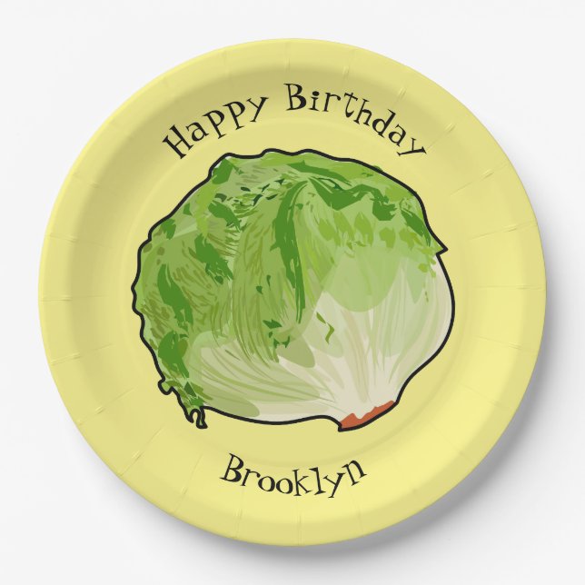 Plato De Papel Ilustracion personalizado Lettuce (Anverso)