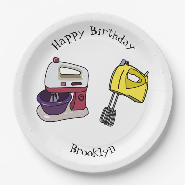 Plato De Papel Ilustracion personalizado mezclador (Anverso)