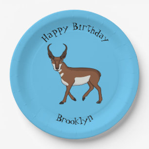Plato De Papel Ilustracion personalizado Pronghorn