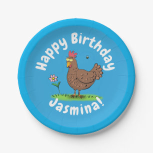 Plato De Papel Ilustracion personalizado rústico de pollo diverti