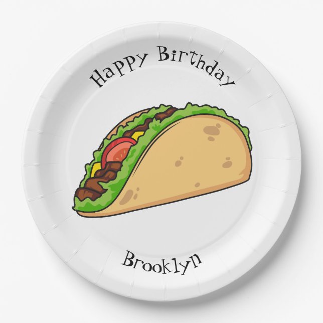 Plato De Papel Ilustracion personalizado Taco (Anverso)