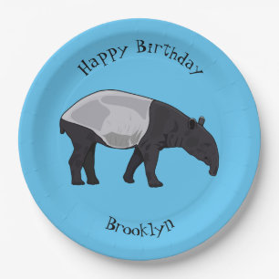 Plato De Papel Ilustracion personalizado Tapir