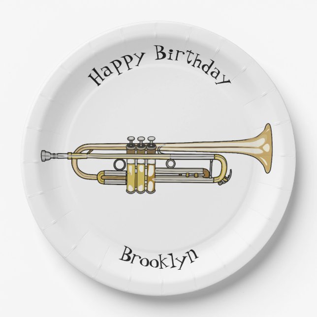 Plato De Papel Ilustracion personalizado Trumpet (Anverso)