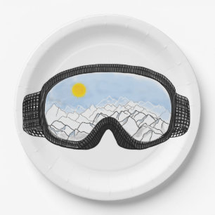 Plato De Papel Ilustracion Ski Goggles Mountain View