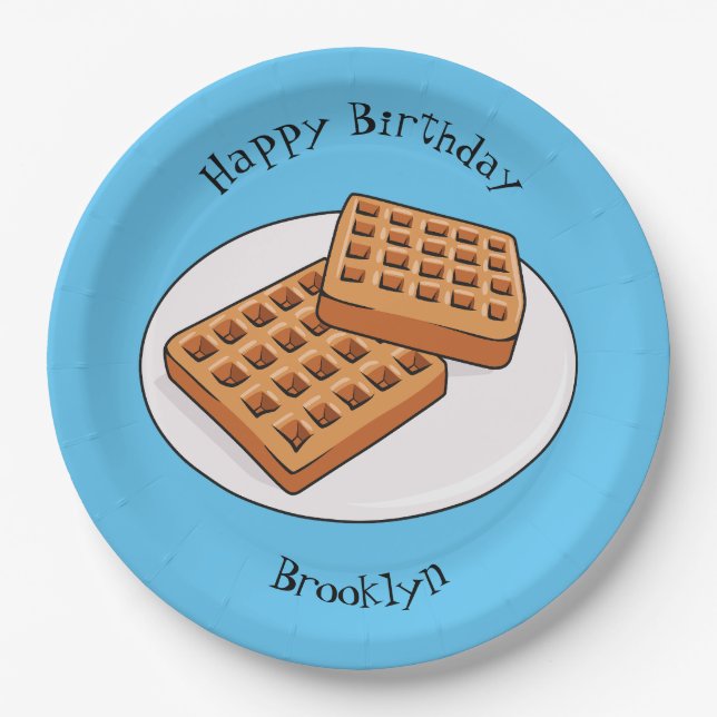 Plato De Papel Ilustracion Waffle personalizado (Anverso)