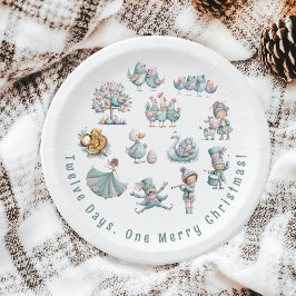 Plato De Papel Ilustraciones caprichosos 12 días de Navidades