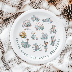 Plato De Papel Ilustraciones caprichosos 12 días de Navidades