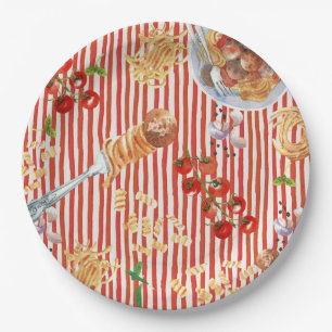 Plato De Papel Ilustraciones de albóndigas de comida italiana en
