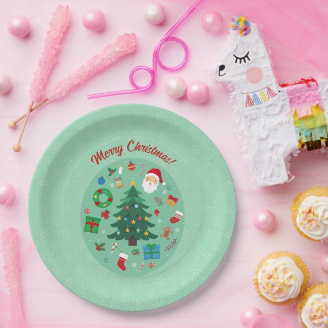 Plato De Papel Ilustraciones de Navidad Fiesta Navideña (Fiesta)