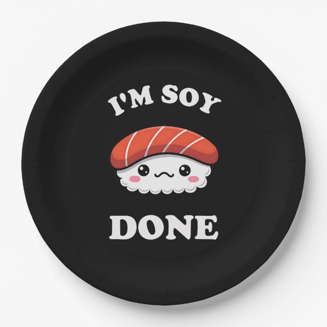 Plato De Papel I'm Soy done Kawaii Sushi (Anverso)