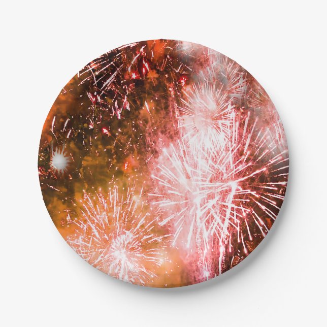 Plato De Papel Imagen de Fireworks para la Placa de papel (Anverso)
