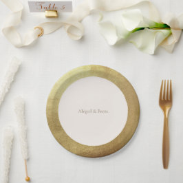 Plato De Papel Imagen de oro crema y metálica simple Boda