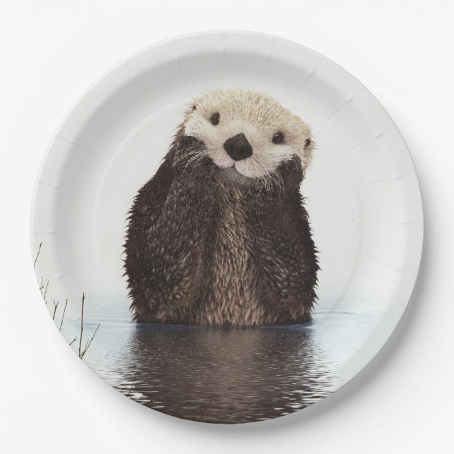 Plato De Papel Imagen de vida silvestre Cute Otter (Anverso)