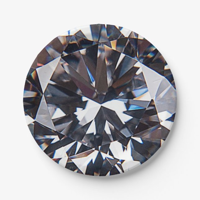 Plato De Papel Imagen Elegante de Diamante con facetas (Anverso)