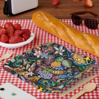 Plato De Papel Imágenes icónicas de placas de papel de Hawái