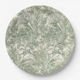 Plato De Papel Impresión artística floral Tulipán Verde de Willia