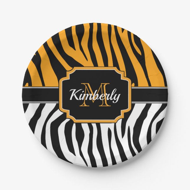 Plato De Papel Impresión Cebra Cuta (Anverso)