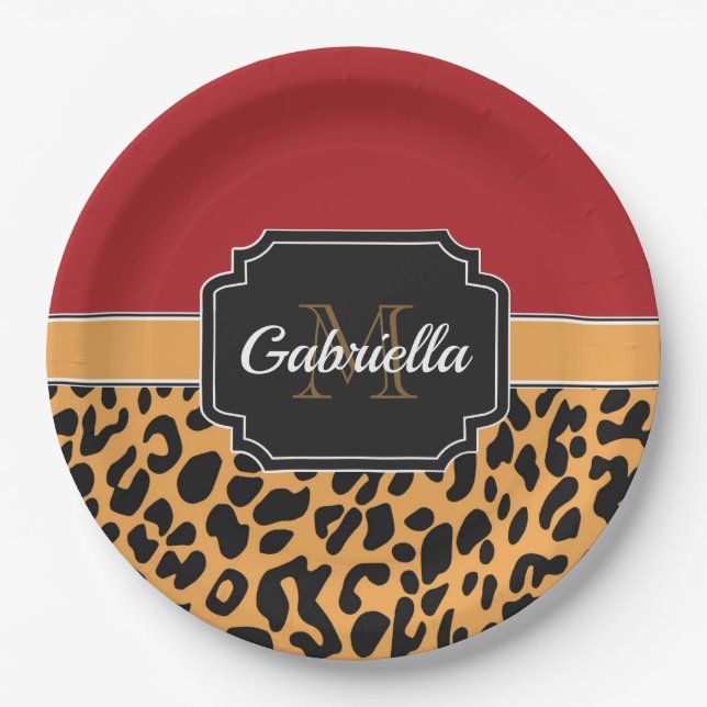 Plato De Papel Impresión Cute Leopard (Anverso)