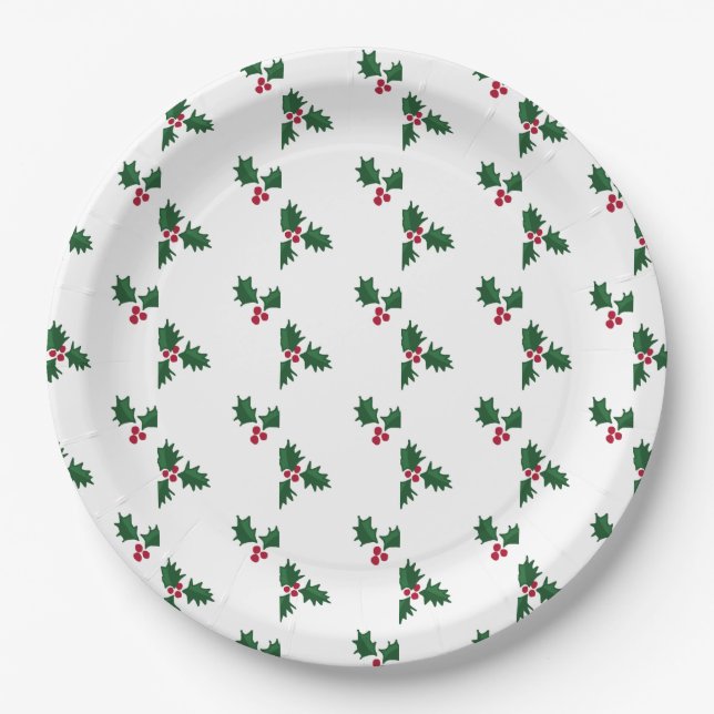 Plato De Papel Impresión de acebo (Anverso)