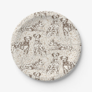 Plato De Papel Impresión de animales de perro de Dalmacia marrón