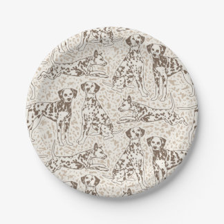 Plato De Papel Impresión de animales de perro de Dalmacia marrón
